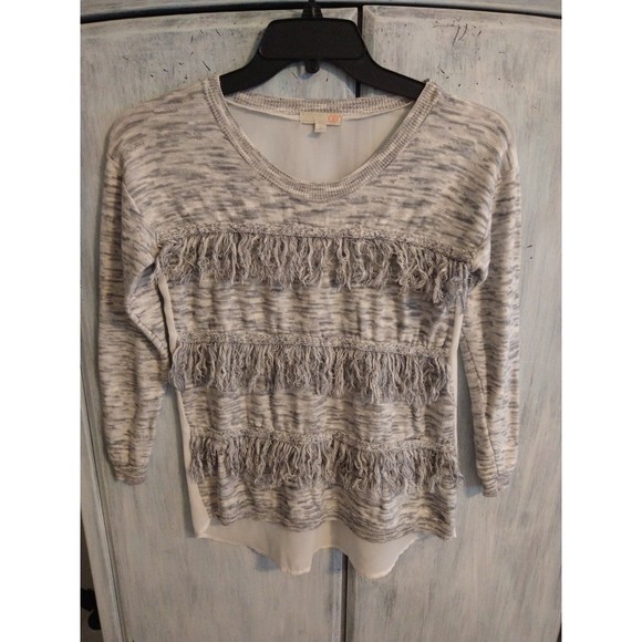 GB fringed top Sm Gray Hippie Cottage Core - Picture 3 of 9